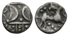 Celtic Iron Age Coins - Iceni - Unit. 10-43 AD. Obv: double crescent emblem on vertical wreath. Rev: horse right with [EDN] below. S. 444; BMC 4223-4281; ABC 1672. 0.94 grams. . [No Reserve] Fine.