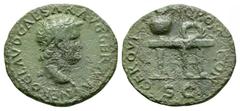 Nero - Table Semis. 65 AD. Lyons mint. Obv: NERO CLAVD CAESAR AVG GERMA legend with bare head right, with globe at point of bust. Rev: CER QVINC ROM CON legend with table, seen at an angle, surmounted