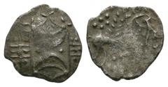 Coins - Celtic Iron Age Fine. Celtic Iron Age Coins - Iceni - Antedios - Double Crescent Unit 1st century AD. Obv: double crescent on wreath. Rev: horse right with pellet-rosette above. Cf. ABC 1645 f