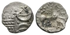 Coins - Celtic Iron Age Fine. Celtic Iron Age Coins - Iceni - Antedios - Double Crescent Unit 1st century AD. Obv: double crescent on wreath. Rev: horse right with pellet-rosette above. Cf. ABC 1645 f