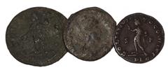 Coins - Roman Imperial Fine. Ancient Roman Imperial Coins - Constantine I to Theodosius - Folles [3] 4th century AD. Group comprising folles: Constantine I (2) and Theodosius. 17.00 grams total. . [3,