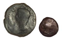 Coins - Roman Provincial Fair. Ancient Roman Provincial Coins - Augustus - Spain - Cordova - Semis and Sestertius [2] 1st century AD. Group comprising: semis and sestertius. one is: Augustus, Gaius an