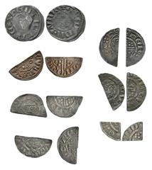 Coins - English Medieval Fine and better. English Medieval Coins - Henry II to Henry III - Short Cross Pennies and Cut Fractions [7] 1180-1247 AD. Group comprising: penny (Abel at London); cut halfpen