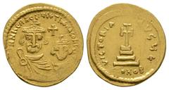 Coins - Byzantine Ancient Byzantine Coins - Heraclius and Heraclius Constantine - Gold Cross-on-Steps Solidus. 610-641 AD. Constantinople mint. Obv: DNN hERACLIVS ET hERA CONST PP AVG legend with faci