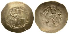 Coins - Byzantine Ancient Byzantine Coins - Nicephorus III - Electrum Histamenon Nomisma. 1078-1081 AD. Constantinople mint. Obv: IC-XC to left and right of Christ seated facing on backless throne, ho