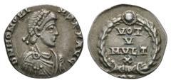 Coins - Roman Imperial Ancient Roman Imperial Coins - Honorius - Wreath Siliqua. 397-402 AD. Constantinople mint. Obv: D N HONORIVS P F AVG legend with diademed, draped and cuirassed bust right. Rev: 