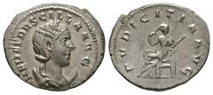 Coins - Roman Imperial Ancient Roman Imperial Coins - Herennia Etruscilla - Pudicitia Antoninianus. 250-251 AD. Wife of Trajan Decius, Rome mint. Obv: HER ETRVSCILLA AVG legend with draped bust right 