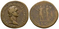 Coins - Roman Imperial Ancient Roman Imperial Coins - Domitian - 'Paduan' Emperor Crowned Sestertius. 19th century AD. Obv: IMP CAES DOMIT AVG GERM COS XV CENS PER P P legend with laureate head right.