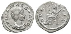 Coins - Roman Imperial Ancient Roman Imperial Coins - Julia Maesa - Pudicitia Denarius. 218-220 AD. Sister of Julia Domna, Rome mint. Obv: IVLIA MAESA AVG legend with draped bust right. Rev: PVDICITIA