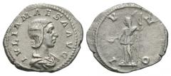 Coins - Roman Imperial Ancient Roman Imperial Coins - Julia Maesa - Juno Denarius. 218-220 AD. Sister of Julia Domna, Rome mint. Obv: IVLIA MAESA AVG legend with draped bust right. Rev: IVNO legend wi