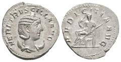 Coins - Roman Imperial Ancient Roman Imperial Coins - Herennia Etruscilla - Pudicitia Antoninianus. 250 AD. Wife of Trajan Decius, Rome mint. Obv: HER ETRVSCILLA AVG legend with draped bust right; cre
