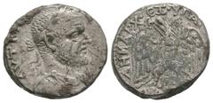 Coins - Roman Provincial Ancient Roman Provincial Coins - Macrinus - Beroea - Eagle Tetradrachm. 217-218 AD. Beroea mint. Obv: AYT K M [OP CE MAKRINOC CE] legend with laureate, draped and cuirassed bu