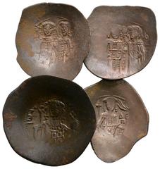 Coins - Byzantine Ancient Byzantine Coins - Trachy Group [4]. 11th century AD or later.. Group comprising: copper trachys. 11.34 grams total. Property of a Kent, UK collector; acquired on UK market. [