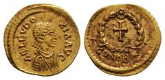 Coins - Roman Imperial Roman Imperial Coins - Licinia Eudoxia - Gold Cross Tremissis. 439-490 AD. Wife of Valentinian III, struck by Theodosius II, Constantinople mint. Obv: AEL EVDOXIA AVC legend wit
