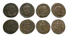 Coins - Roman Imperial Roman Imperial Coins - Licinius, Maximinus and Constantine I - Folles [4]. 4th century AD. Group comprising: folles of Licinius (2), Maximinus and Constantine I; Jupiter reverse