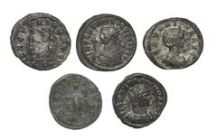 Coins - Roman Imperial Ancient Roman Imperial Coins - Salonina to Carinus - Antoninianii [5]. 3rd century AD. Group comprising antoninianii of: Maximianus (Victory); Salonina (Providentia); Aurelian (