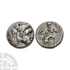 Coins - Greek Macedonia - Alexander III (the Great) - AR Tetradrachm. 319-315 B.C. Posthumous issue, Sardes, Lydia mint. Obv: head of Herakles right, wearing lionskin headdress. Rev: ALEXANDROY to rig