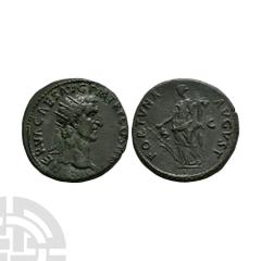 Coins - Roman Imperial Nerva - Fortuna AE Dupondius. September-December 97 A.D. Rome mint. Obv: IMP NERVA CAES AVG P M TR P COS III P P legend with radiate bust right. Rev: FORTVNA AVGVST legend with 