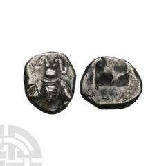 Coins - Greek Ionia - Ephesus - Bee AR Hemidrachm. 5th century B.C. Obv: bee with curved antenna. Rev: quadripartite incuse square. Cf. SNG Kayhan 119 for type. 2.07 grams. Property of a London gentle