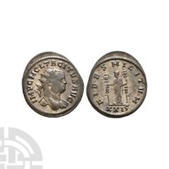 Coins - Roman Imperial Tacitus - Fides Militum Billon Antoninianus. 276 A.D. Rome mint. Obv: IMP C M CL TACITVS AVG legend with radiate, draped and cuirassed bust right. Rev: FIDES MILITVM legend with