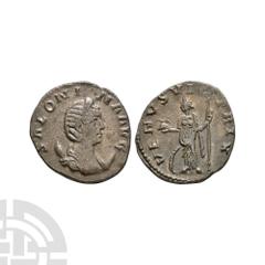 Coins - Roman Imperial Salonina - Venus AE Antoninianus. 260-262 A.D. Wife of Gallienus, Rome mint. Obv: SALONINA AVG legend with draped bust right with crescent behind. Rev: VENVS VICTRIX legend with