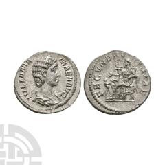 Coins - Roman Imperial Julia Mamaea - Fecunditas AR Denarius. 232 A.D. Mother of Severus Alexander, Rome mint. Obv: IVLIA MAMAEA AVG legend with diademed and draped bust right. Rev: FECVND AVGVSTAE le