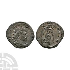 Coins - Roman Imperial Claudius II Gothicus - Victory AE Antoninianus 268-269 A.D. Milan mint. Obv: IMP CLAVDIVS P F AVG legend with radiate and draped bust right. Rev: VICTORIA AVG legend with Victor