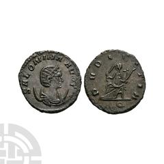 Coins - Roman Imperial Salonina - Pudicitia AE Antoninianus 263-264 A.D. Wife of Gallienus, Rome mint. Obv: SALONINA AVG legend with draped bust right set on crescent. Rev: PVDICITIA legend with Pudic