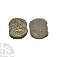 Coins - English Medieval Florence - Gold Florin - Uniface AE Coin Weight 1350-1550 A.D. Early circular type. Obv: fleur. Rev: plain. LS&A, p.40. 3.20 grams. . Found Suffolk, UK. The gold florin was th