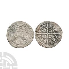 Coins - English Medieval Edward IV - Bristol - Groat 1464-1470 A.D. First reign, light coinage, class VII. Obv: facing bust with B on breast and quatrefoils by neck within tressure with trefoils on cu