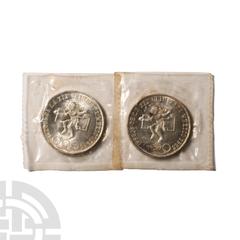 Coins - World Mexico - 1968 - Olympic Silver 25 Pesos [2] Dated 1968 A.D. Type I, Mexico City mint. Obvs: eagle and snake with 25 over PESOS left and LEY over 0.720 over Mo mintmark right with ESTADOS
