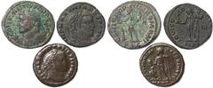 Roman coins Empire Follis Lot 3 pcs.: Constantine I (337-350 AD), Galerius Maximianus Augustus (305-311 AD), Constantius I Chlorus (293-305 AD).