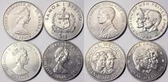 World coins: Nepal to Mixed Lots Saint Helena British Colony Lot 4 pcs.: 50 Pence 1984 Cu-Ni + 50 Pence 1986 Cu-Ni (St.Helena & Ascension) + 1 Dollar 1986 Cu-Ni (Samoa) + 1 Crown 1986 Cu-Ni Proof (Tur
