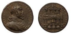 Cardinal Alessandro Farnese (1534-1589) . Medal with Cardinal Alessandro Farnese to commemorate the construction of the church of the Gesù in Rome 1575, D/ALEXANDER.CARD.FARN.S.R.E.VICECAN, R/FECIT AN