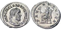 Roman coins Empire Pupienus (238 AD) Denarius Rome IMP C M CLOD PVPIENVS AVG, laureate, draped, and cuirassed bust right / PAX PVBLICA, Pax, draped, seated left on throne. Ø 20,5 mm RIC 4, SB 2. 2.99 