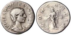 Roman coins Empire Aquilia Severa (220-222 AD) Denarius Rome Ø 17,5 mm Montenegro 2665. 3.16 g. RRR F-