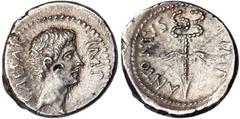 Roman coins Republic Marc Antony and Octavian (39 BC) Denarius Military mint travelling with Octavianus in southern or central Italy.Bare head of Octavian right,∞CAESAR IMP∞ / ∞ANTONIVS IMP∞, winged c