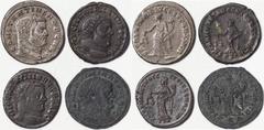 Roman coins Empire Lot 4 pcs.: Follis Constantius I Chlorus (293-305 AD) + Maximinus Daia II (305-313 AD) + Maximianus (x2).