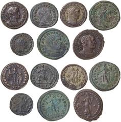Roman coins Empire. Empire Follis Lot of 7 pcs. Costantinus I (307-337 AD), Maxentius (307-312 AD), Maximinus Daia II (305-313 AD), Galerius Maximianus Caesar (293-305 AD), Licinius I (308-324 AD), Co