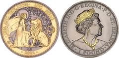 Coins - Africa Saint Helena 1 Pound 2022 Silver (.999) 1 Oz 38.6 mm., Black Ruthenium Edition and 24 Kt Yellow Gold; Elizabeth II; "Una and the Lion"; Mintage 50 pcs; 43/50 pieces; With original box &