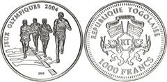 Coins - Africa Togo 1000 Francs 2003 N# 236332; Silver., Proof; Summer Olympics 2004 in Athen