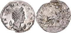Coins - Ancient World Roman Empire Salonina Antonianus 257 - 258 AD Felicitas RIC# 6, N# 289602; Silver 2.81 g.; Obv: SALONINAAVG - Diademed, draped bust right on crescent. Rev: FELICITASPVBLICA - Fel
