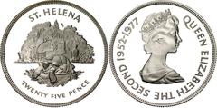 Coins - Africa Saint Helena 25 Pence 1977 KM# 6a, N# 44089; Silver., Proof; 25th Anniversary of the Accession of Queen Elizabeth II; Mintage: 25000 pcs.
