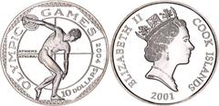 Coins - Australia & Oceania Cook Islands 10 Dollars 2001 KM# 473, N# 93685; Silver., Proof; Elizabeth II; Summer Olympics 2004 in Athen