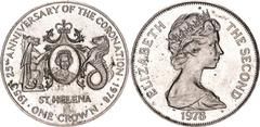 Coins - Africa Saint Helena & Ascension 1 Crown 1978 PM KM# 7, N# 4283; Copper-Nickel; Elizabeth II; 25th Anniversary of the Coronation of Queen Elizabeth II; Pobjoy Mint; UNC