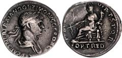 Coins - Ancient World Roman Empire Trajan Denarius 114 AD Fortuna RIC II# 317, N# 253236; Silver 3.41 g.; Obv: Head of Trajan, laureate, right. IMP CAES NER TRAIAN OPTIM AVG GER DAC PARTHICO. Rev: For