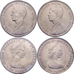 Coins - Africa Saint Helena & Ascension Set of 2 Coins 1984 "Prince Andrew Royal Visit" Copper-nickel; Elizabeth II; Royal Visit of Prince Andrew; In the original package; UNC