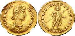 Coins - Ancient World Roman Empire Gratian AV Solidus 367 AD NGC XF5/5 - 3/5, light marks RIC# 24, N# 356405; Gold 4.42 g.; Gratian (367-383); Constantinople Mint; Obv: Pearl-diademed, draped, and cui