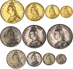 Coins - Great Britain Great Britain 40th Jubilee 1887 Gold and Silver Coins Set Gold (.917) and Silver; Victoria; The Golden Jubilee of 1887 was celebrated on 20th June 1887 on the occasion of the 50t