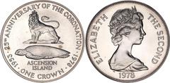 Coins - Africa Saint Helena & Ascension 1 Crown 1978 PM KM# 1a, N# 26620; Silver; Elizabeth II; 25th Anniversary of Coronation; Mintage 70000 pcs.; UNC with full mint luster